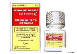 Morphine bottle of oral solution, Morphine SULFATE oral solution, Sulfate oral solution 100mg/5mg (20 mg/ml)