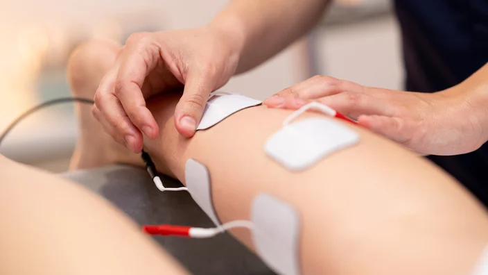 closeup electro therapy on Leg